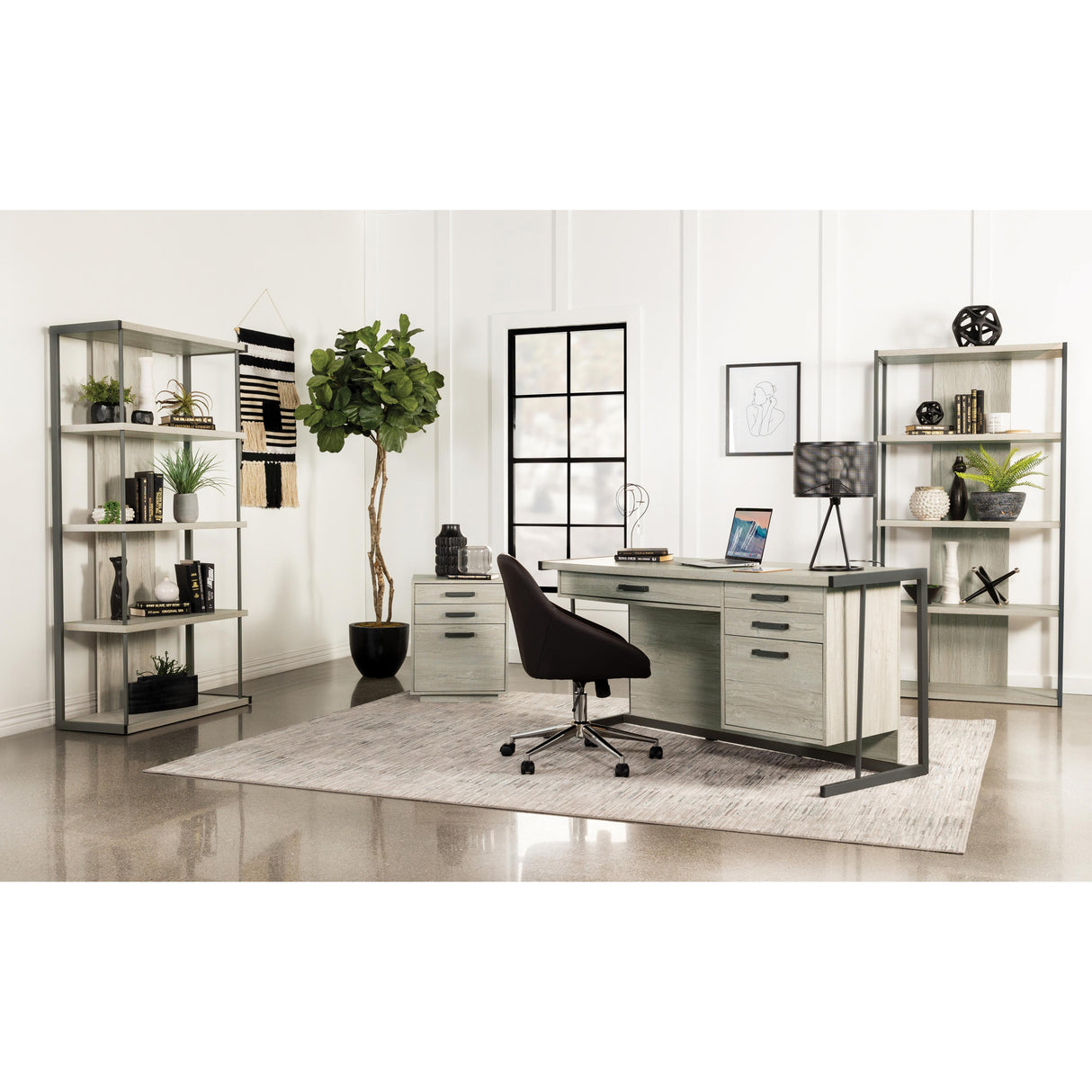Coaster Furniture Loomis 805881 60-inch 4-Drawer Computer Desk - Whitewashed Grey IMAGE 2