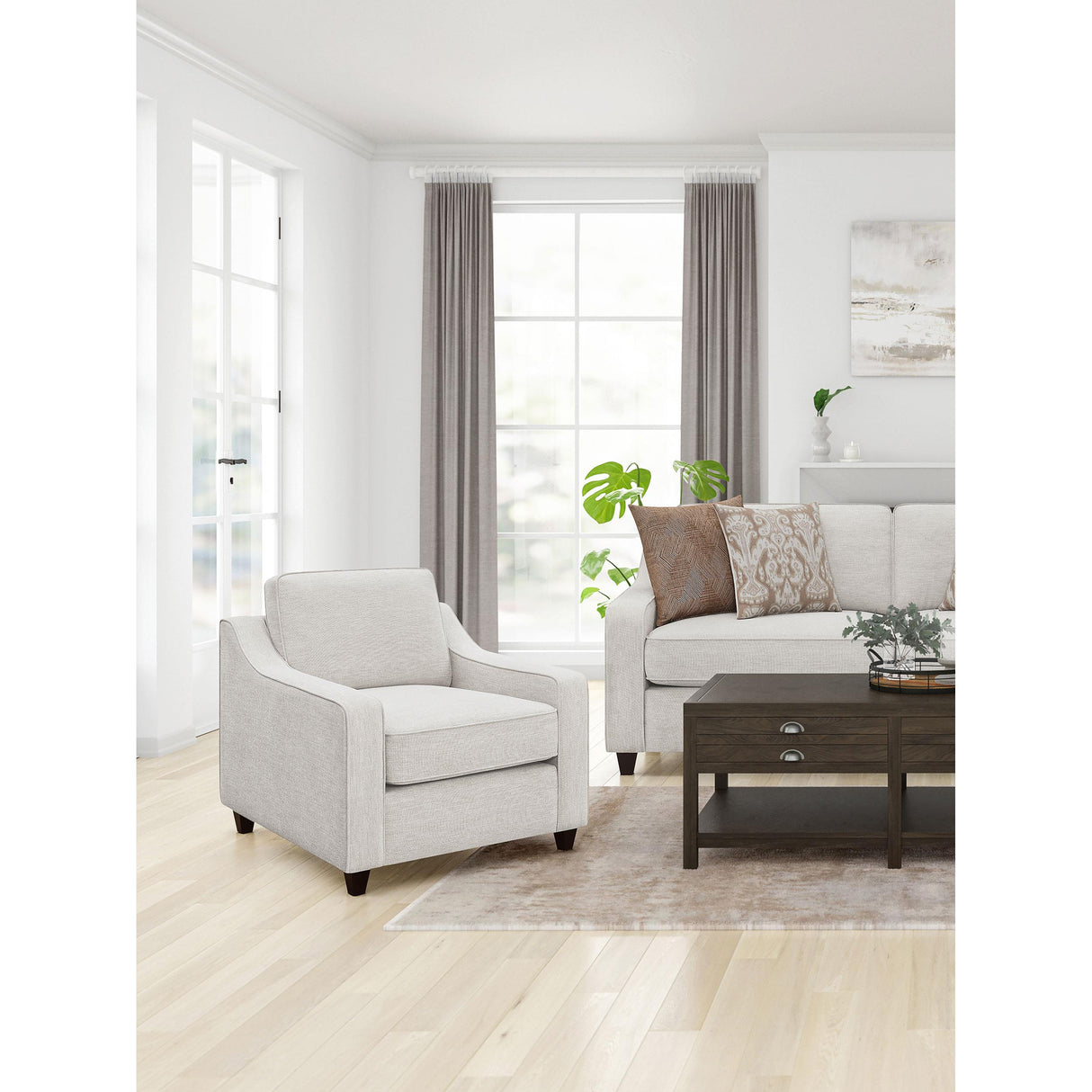 Coaster Furniture Christine 552063 Upholstered Sloped Arm Accent Chair - Beige IMAGE 8