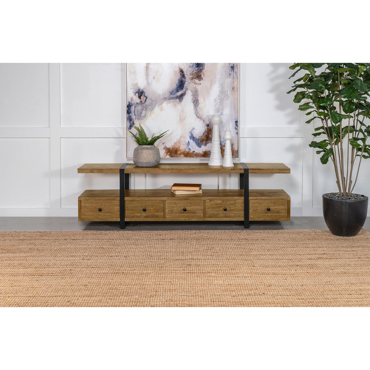 Coaster Furniture Otto 703243 5-Drawer Mango Wood 70" TV Stand Media Console - Brown IMAGE 10