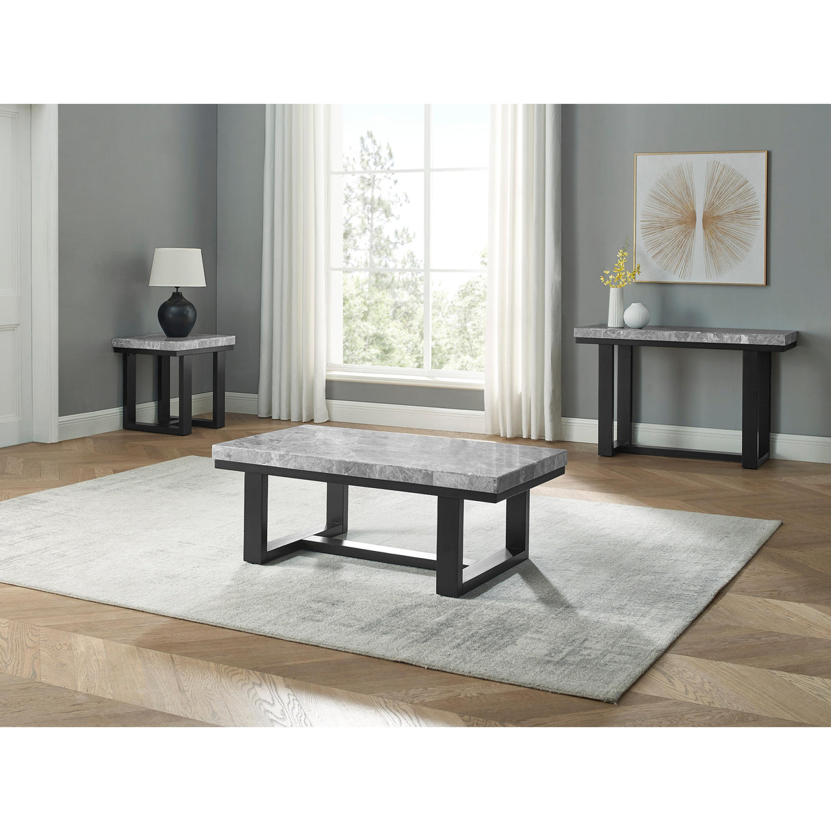 Steve Silver Furniture Lucca Gray Marble Top End Table IMAGE 6