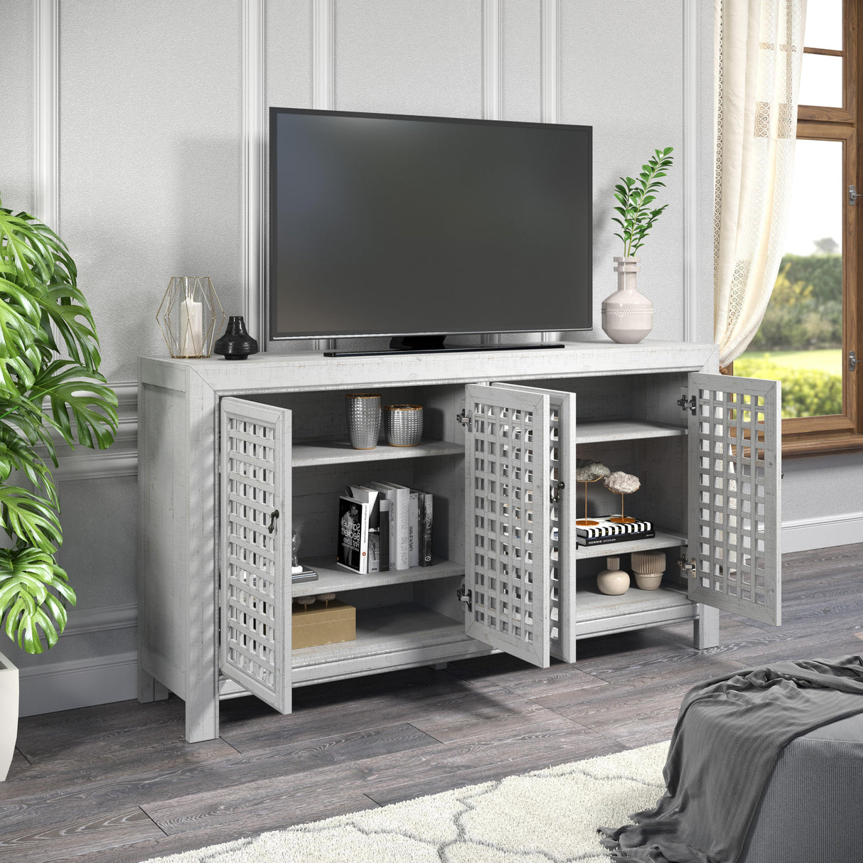 Steve Silver Furniture Rio 4 Door Accent Cabinet Grey IMAGE 10