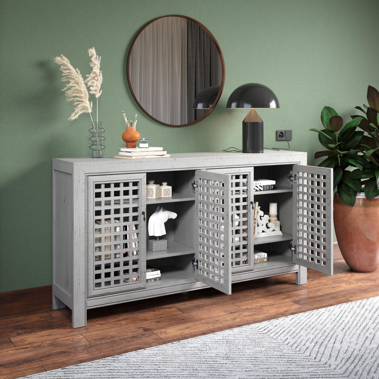 Steve Silver Furniture Rio 4 Door Accent Cabinet Grey IMAGE 8