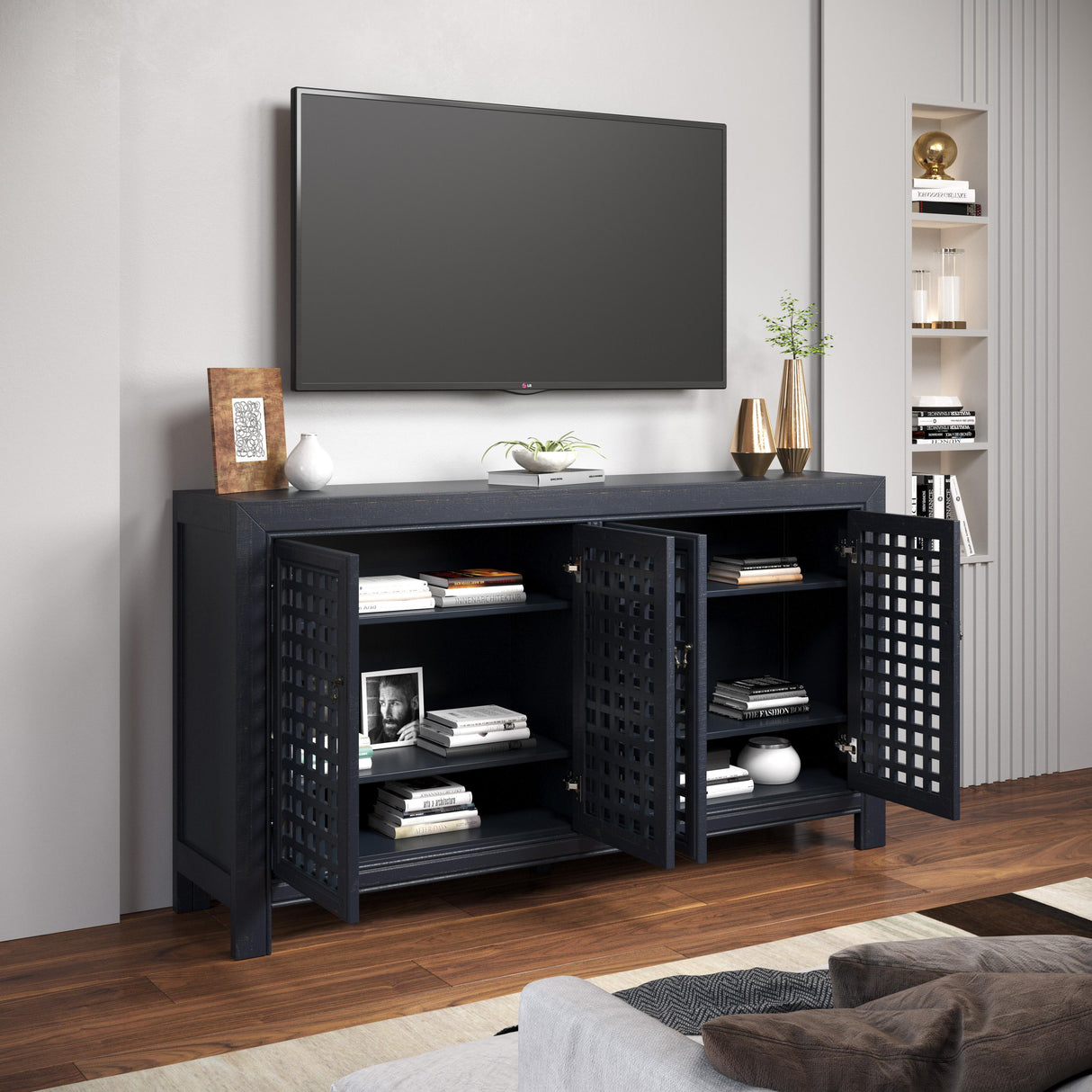 Steve Silver Furniture Rio 4 Door Accent Cabinet Navy IMAGE 10