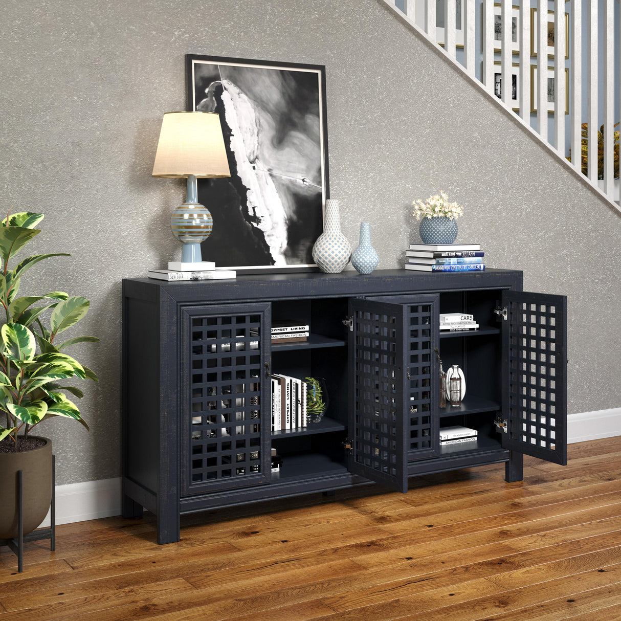 Steve Silver Furniture Rio 4 Door Accent Cabinet Navy IMAGE 8