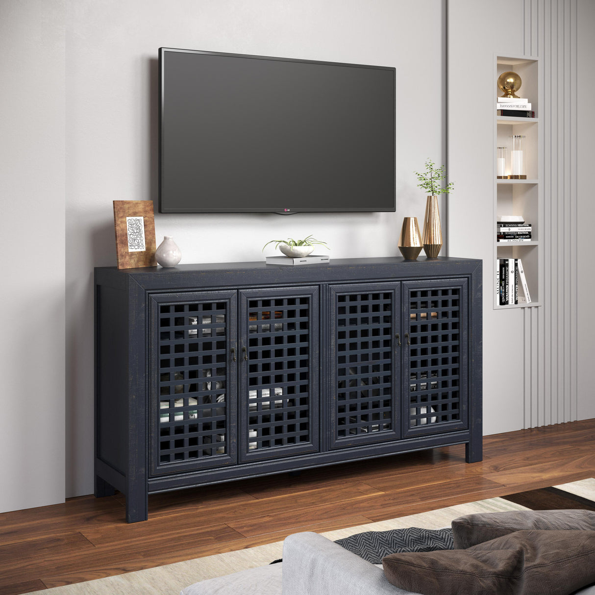 Steve Silver Furniture Rio 4 Door Accent Cabinet Navy IMAGE 9