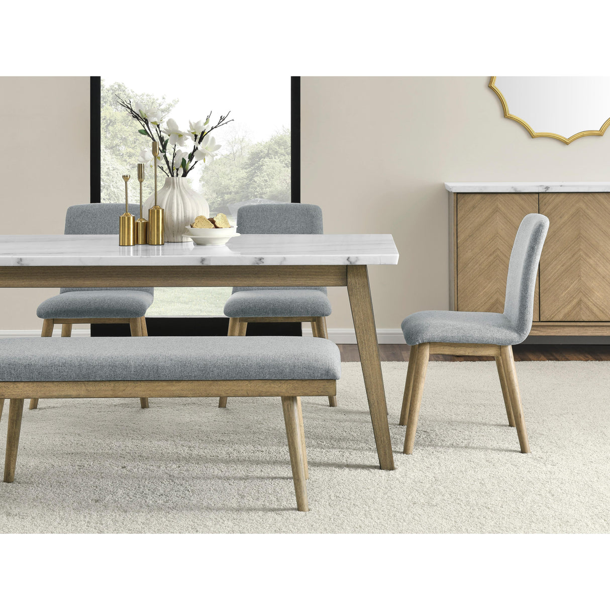Steve Silver Furniture Vida White Marble Top Dining Table IMAGE 11