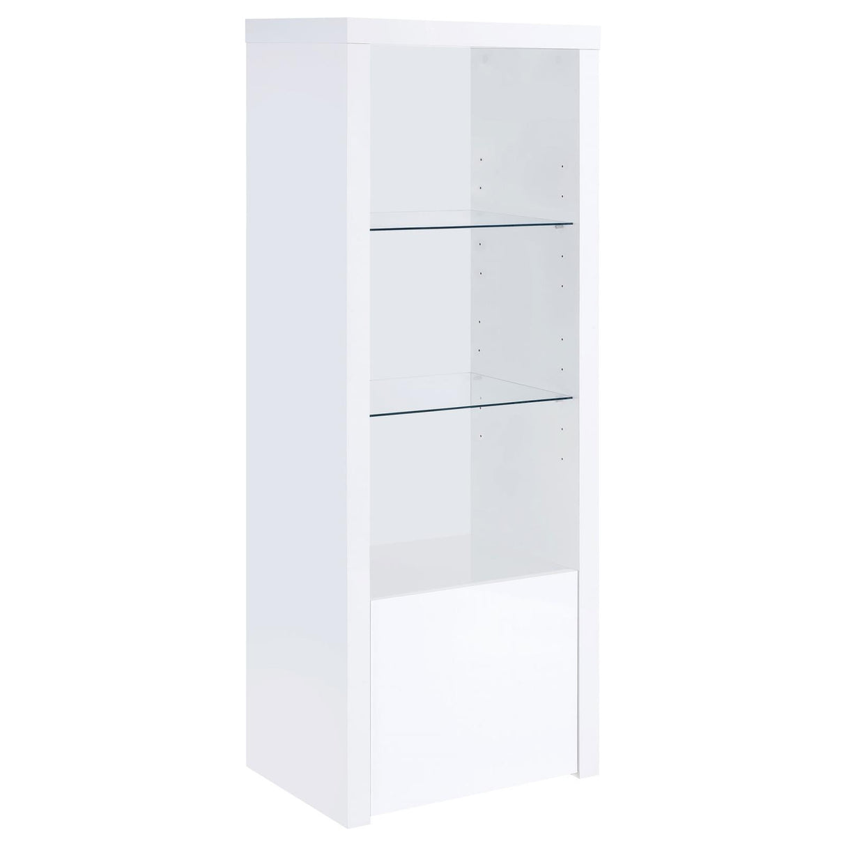 Coaster Furniture Jude 704254 3-shelf Engineered Wood Media Tower - High Gloss White IMAGE 1