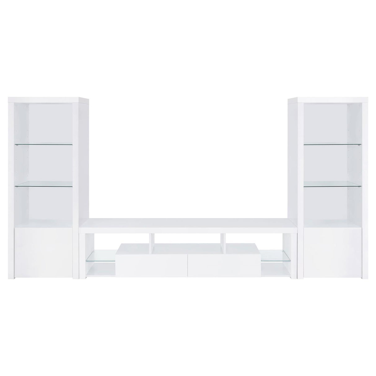Coaster Furniture Jude 704254 3-shelf Engineered Wood Media Tower - High Gloss White IMAGE 10