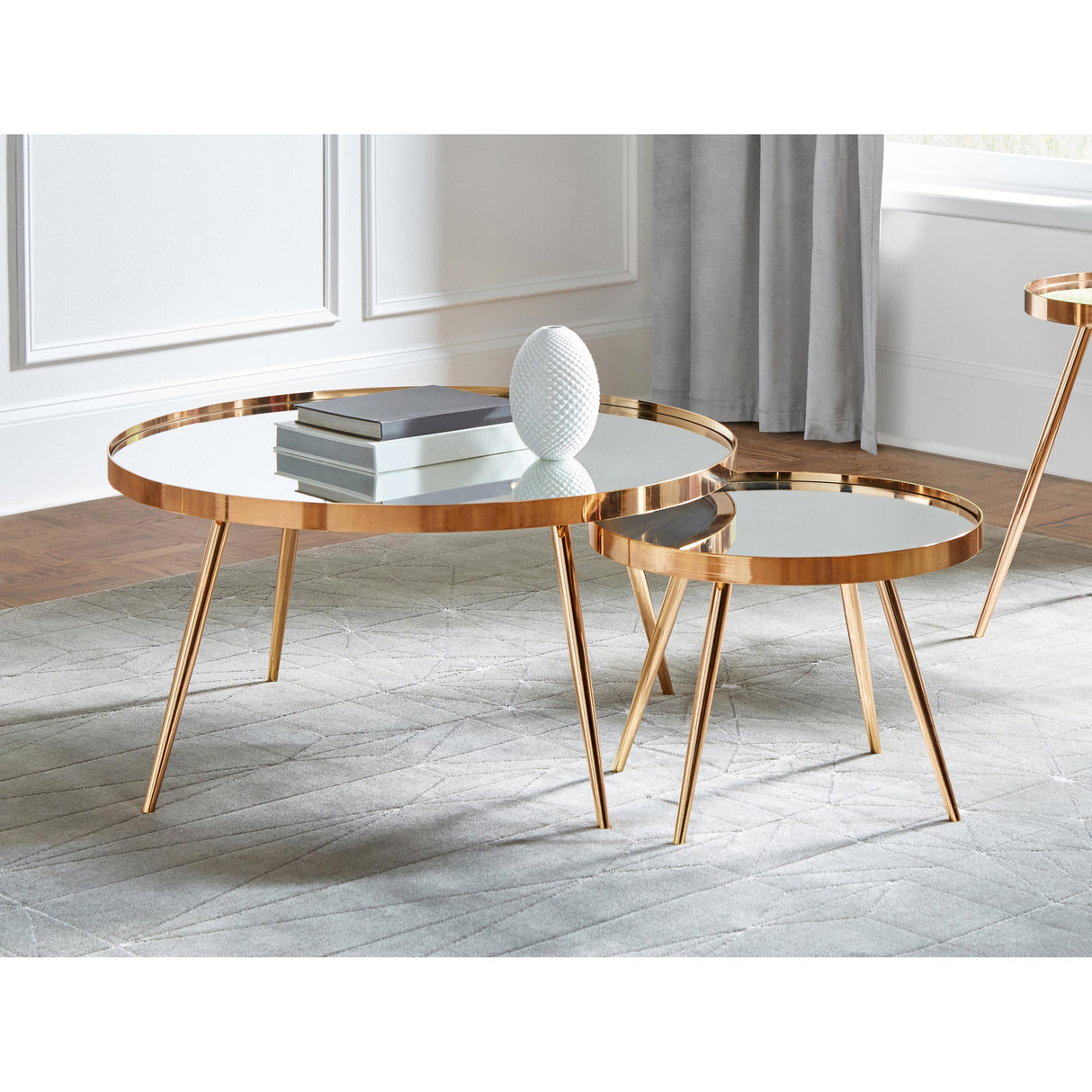 Coaster Furniture Kaelyn 723918 2-piece Round Mirror Top - Nesting Coffee Table Gold IMAGE 4