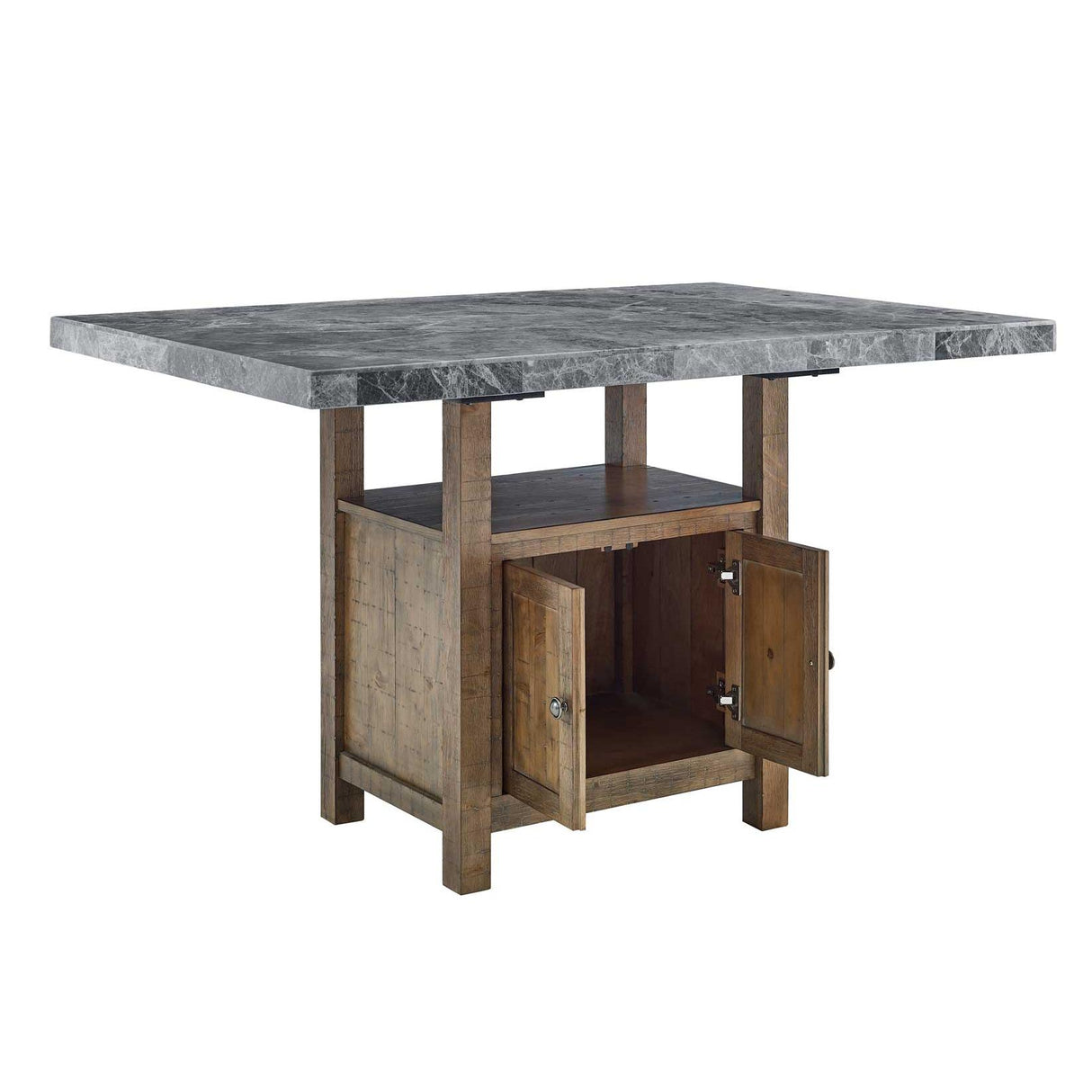 Steve Silver Furniture Grayson GS600 60-inch Grey Marble Counter Storage Table IMAGE 3