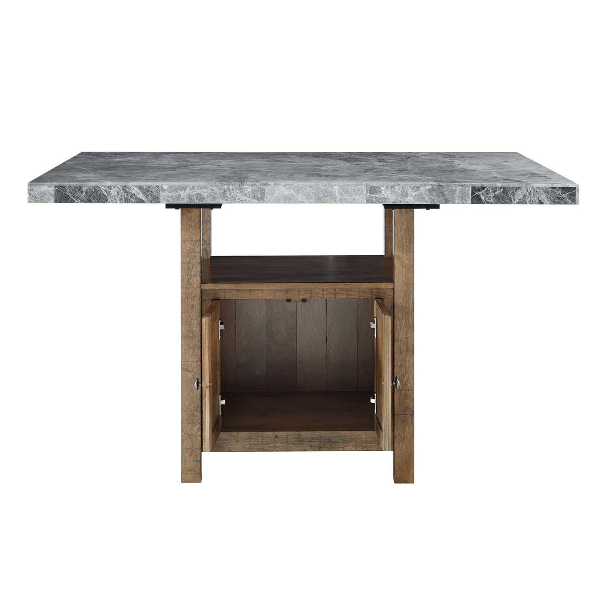Steve Silver Furniture Grayson GS600 60-inch Grey Marble Counter Storage Table IMAGE 4