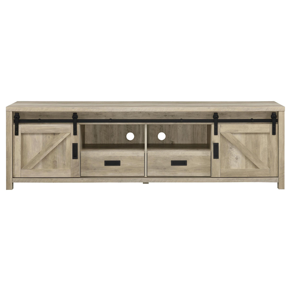 Coaster Furniture Madra 736263 2-door Engineered Wood 79" TV Stand - Distressed Pine IMAGE 4