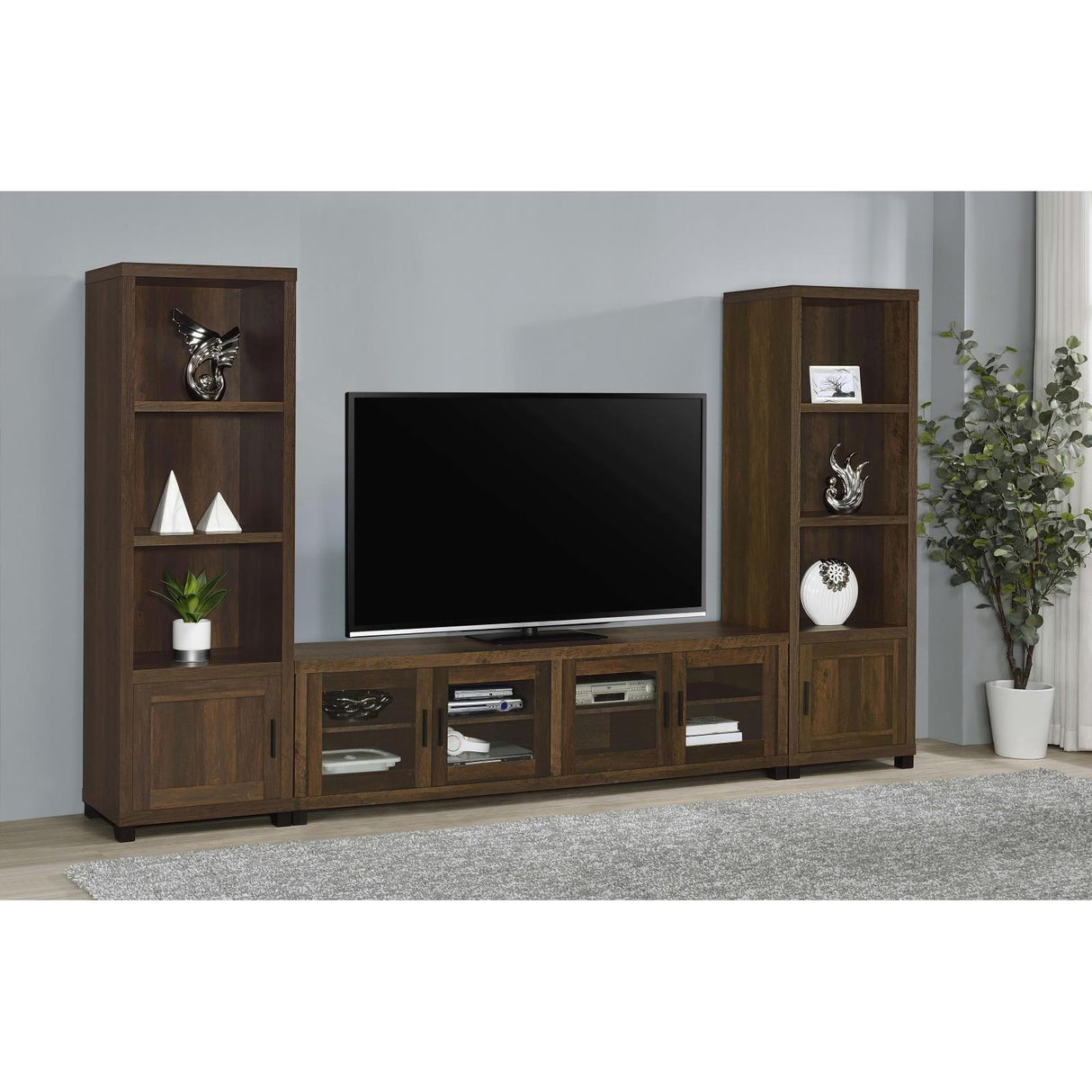Coaster Furniture Sachin 707736 3-shelf Engineered Wood Media Tower - Dark Pine IMAGE 9