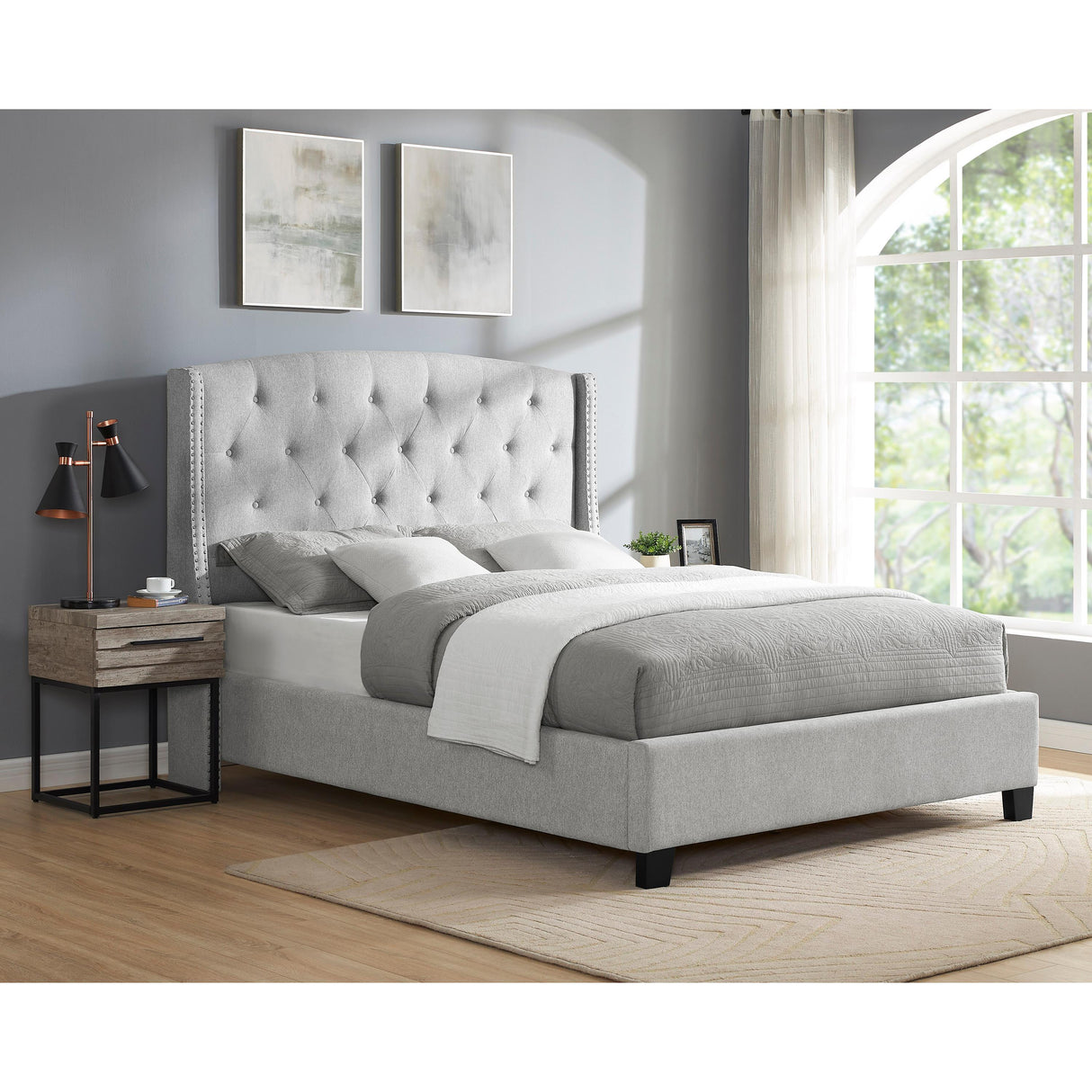 Crown Mark Eva 5111DV-Q Queen Platform Bed - Dove Grey IMAGE 2