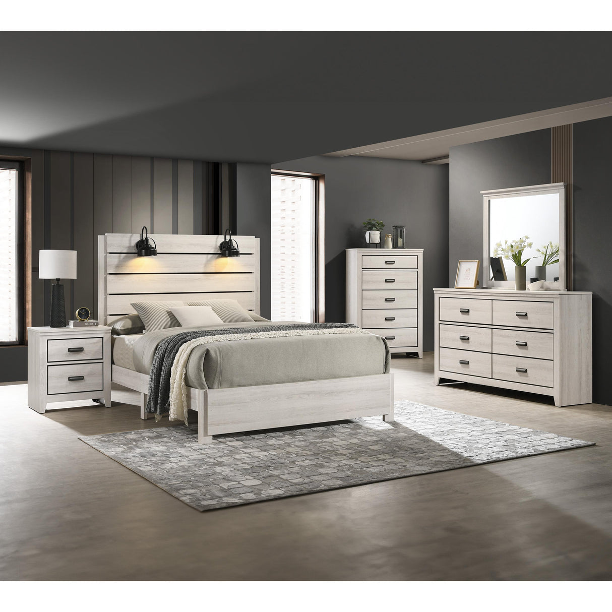 Crown Mark Carter B6810 Queen Platform Bed - White IMAGE 5