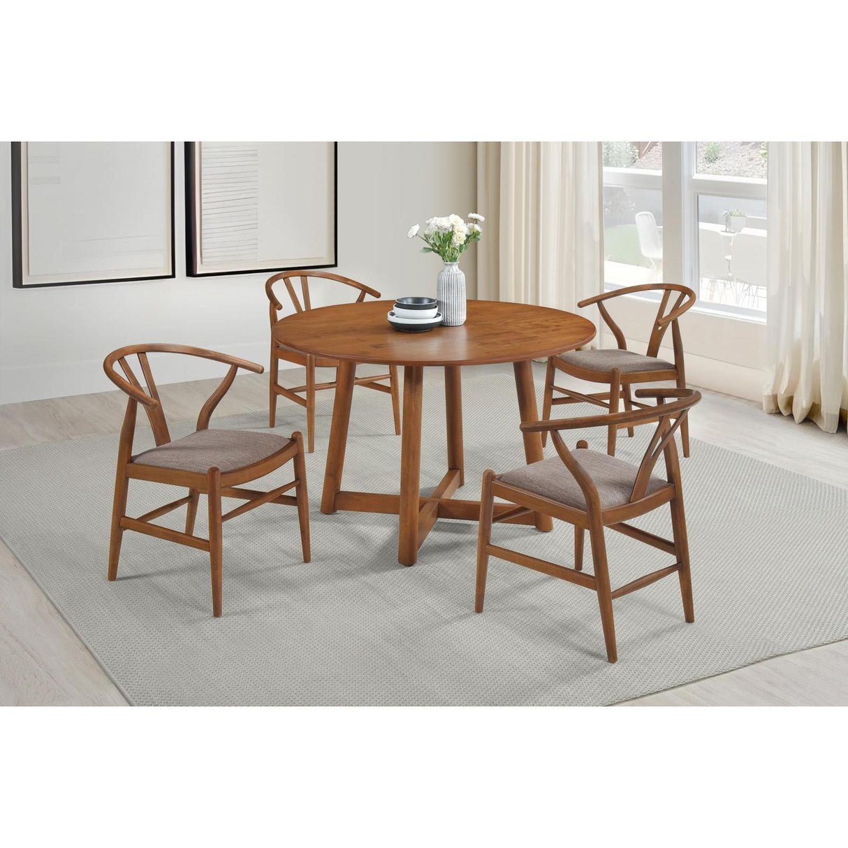 Coaster Furniture Dinah 108471 Round 47-inch Solid Wood Dining Table - Walnut IMAGE 5