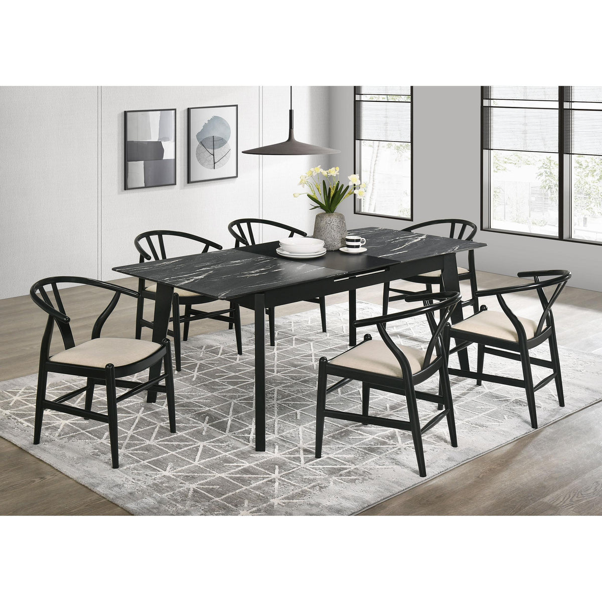 Coaster Furniture Crestmont 108482 Wood Wishbone Dining Side Chair - Black IMAGE 10
