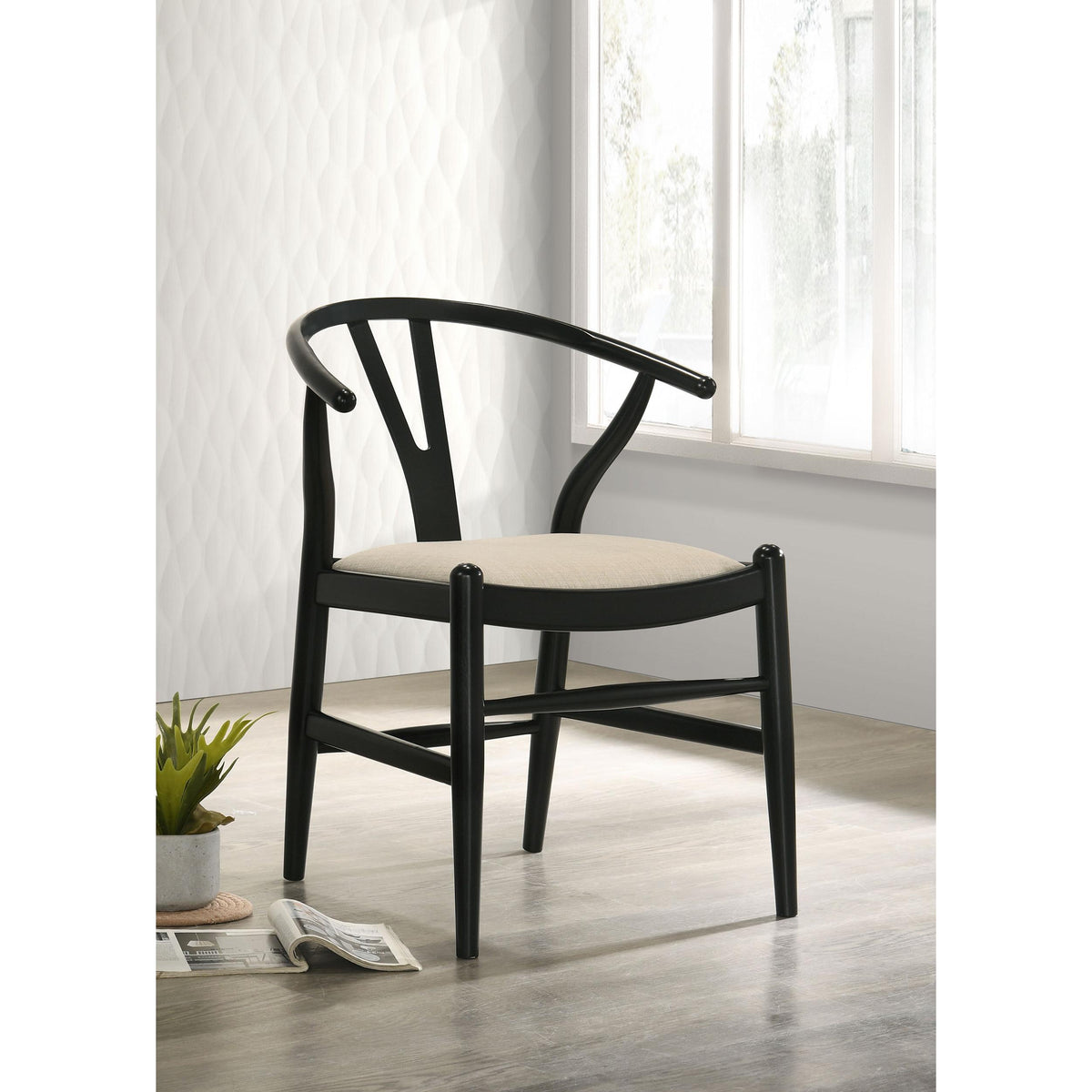 Coaster Furniture Crestmont 108482 Wood Wishbone Dining Side Chair - Black IMAGE 3