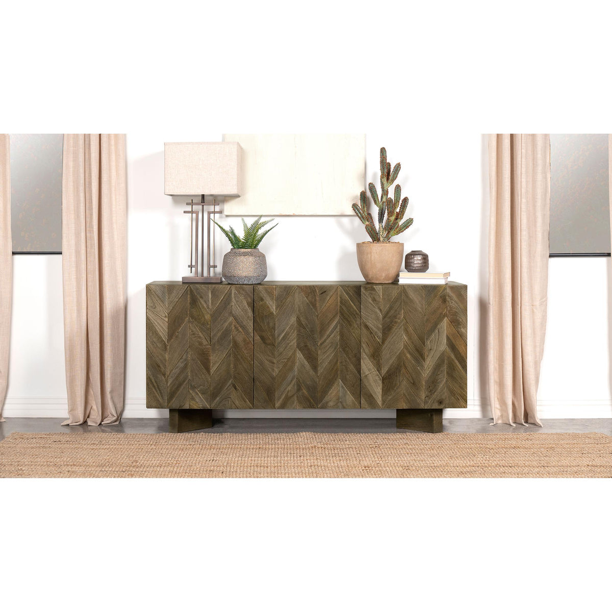 Coaster Furniture Tyler 130515 3-door Solid Wood Sideboard Buffet Cabinet - Mango Brown IMAGE 2