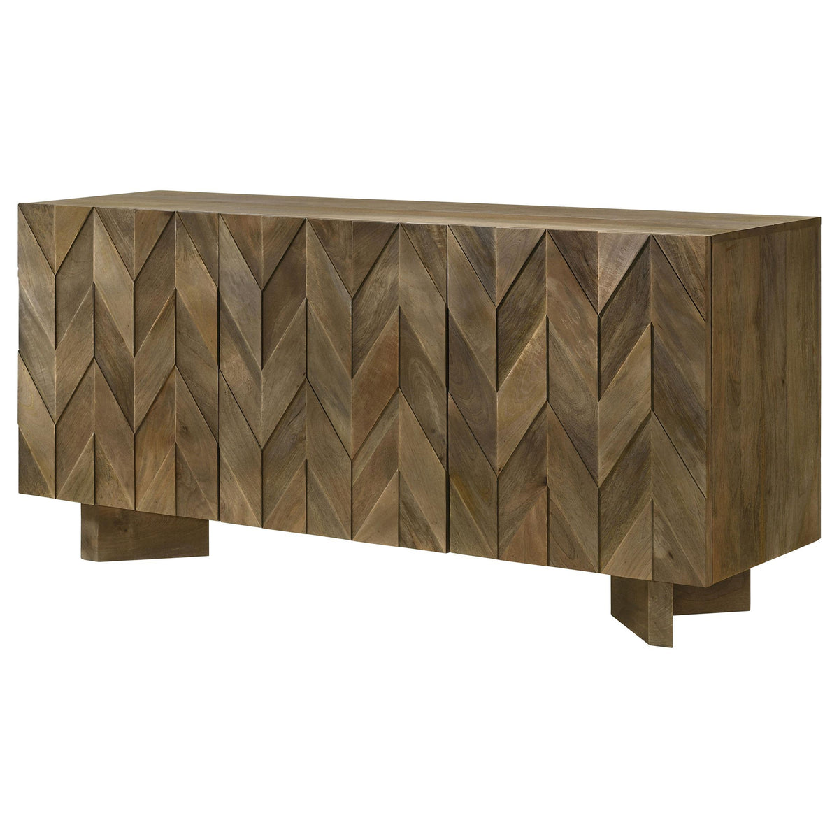 Coaster Furniture Tyler 130515 3-door Solid Wood Sideboard Buffet Cabinet - Mango Brown IMAGE 4