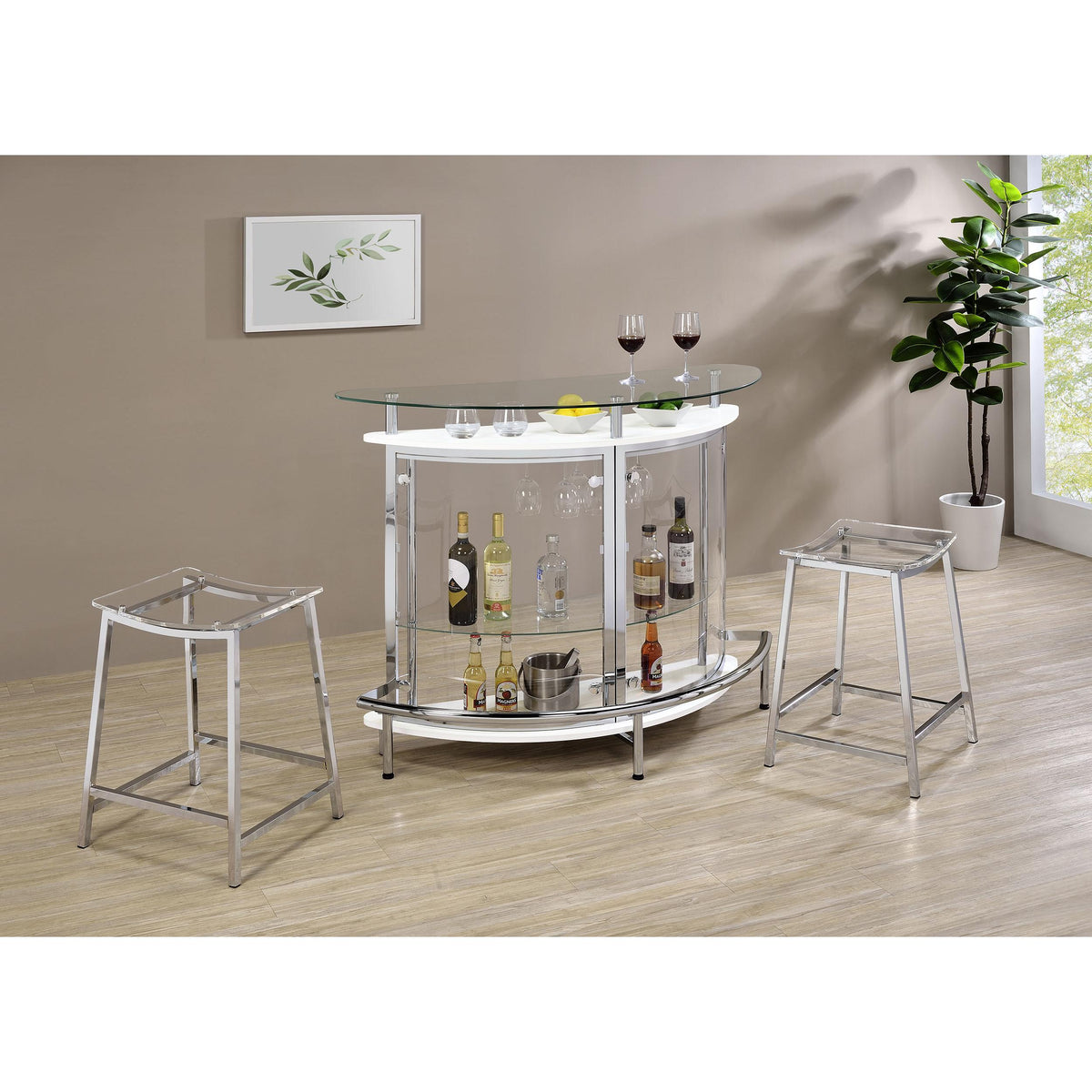 Coaster Furniture Jovani 182358 Acrylic Backless Counter Stool - Chrome IMAGE 6