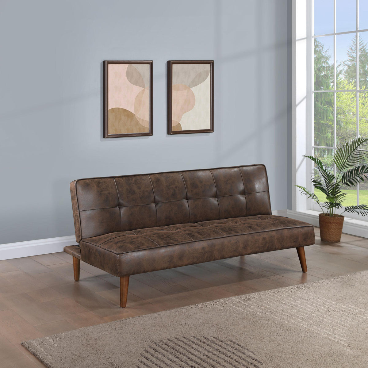 Coaster Furniture Jenson 360237 Upholstered Tufted Convertible Sofa Bed - Dark Coffee IMAGE 2