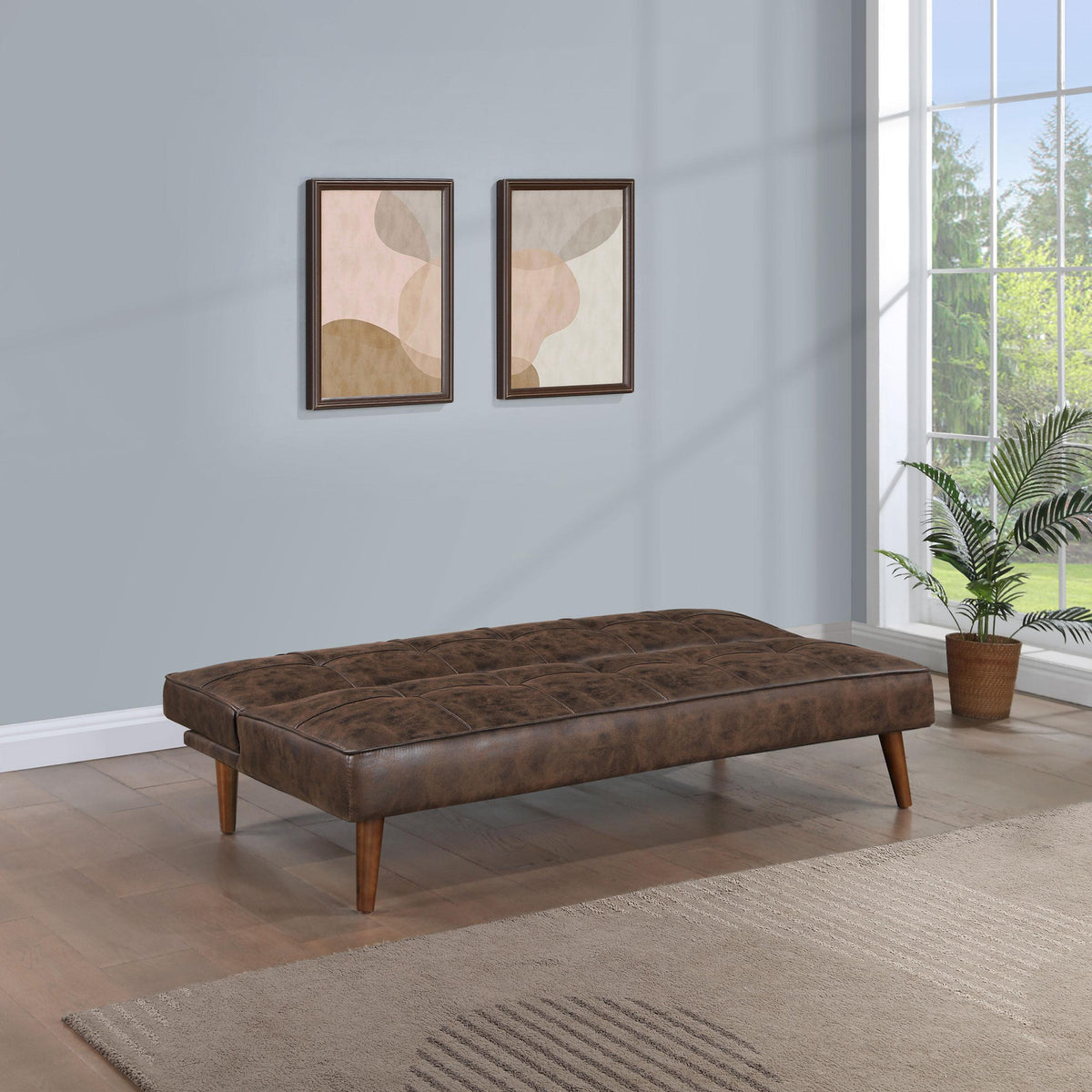 Coaster Furniture Jenson 360237 Upholstered Tufted Convertible Sofa Bed - Dark Coffee IMAGE 3
