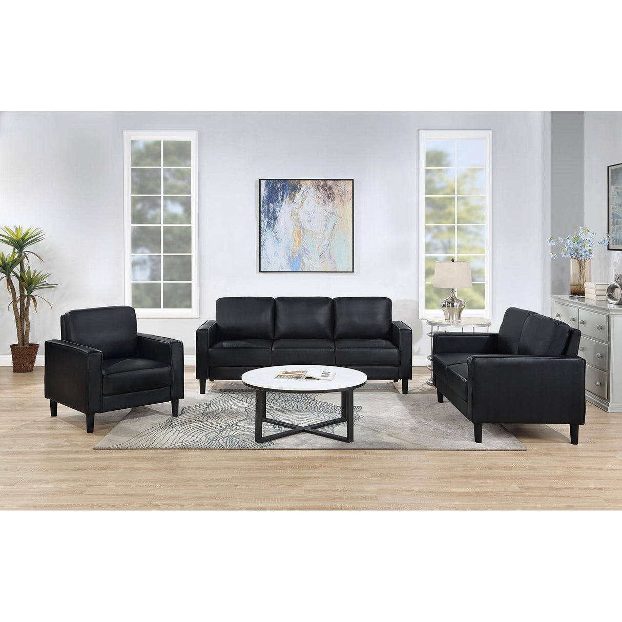 Coaster Furniture Ruth 508363 Upholstered Track Arm Accent Chair - Black IMAGE 9