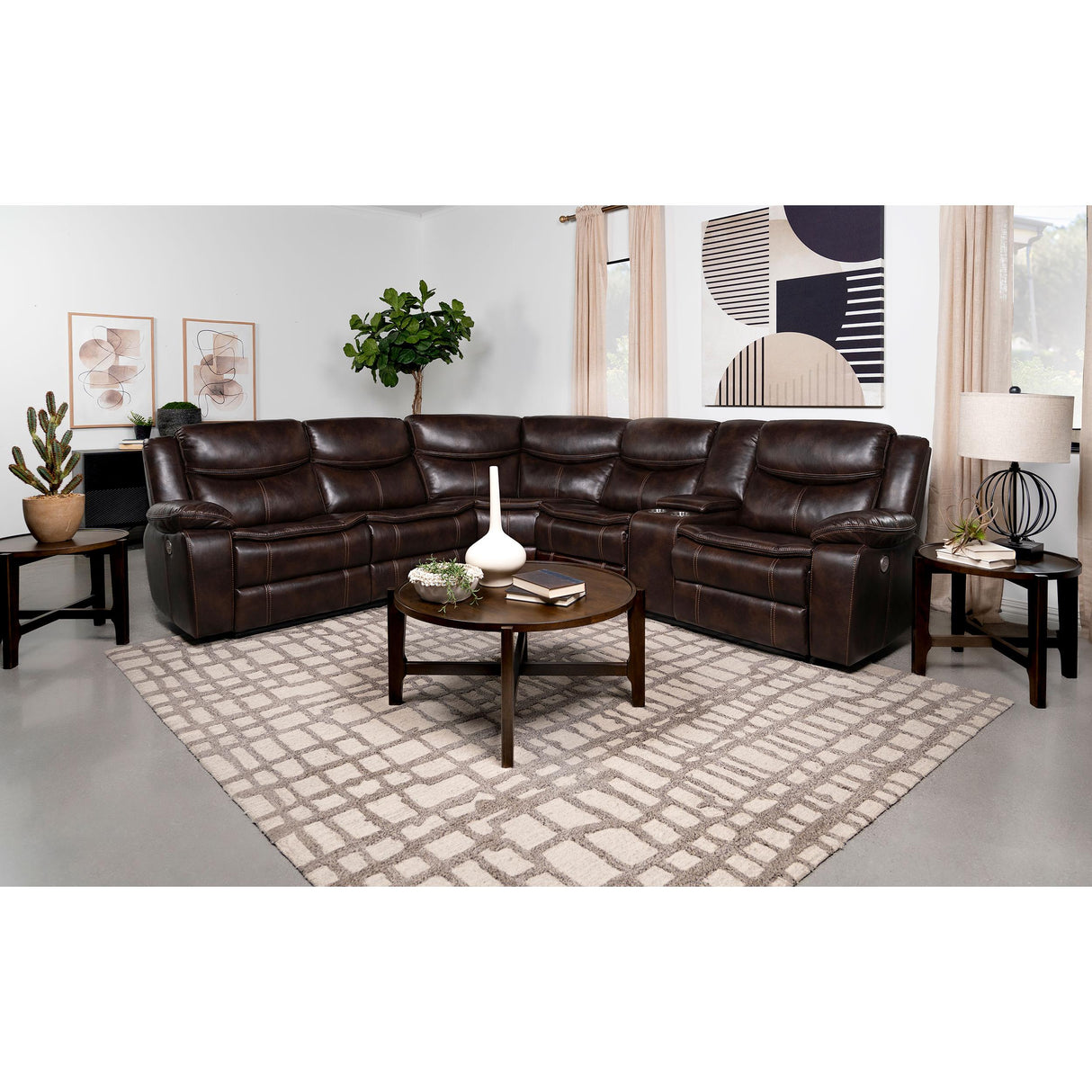 Coaster Furniture Sycamore 610200P Upholstered Power Reclining Sectional Sofa - Grey IMAGE 2