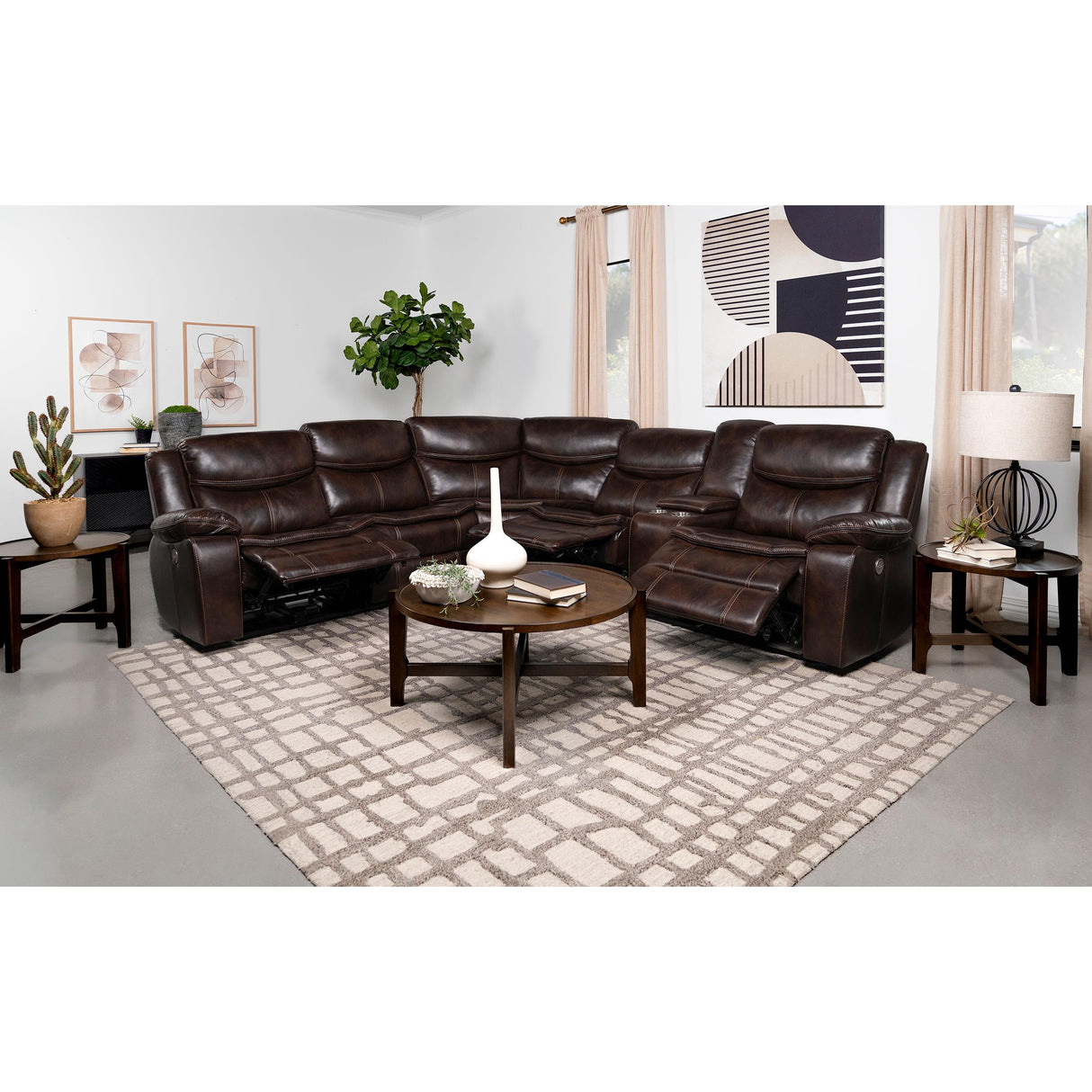 Coaster Furniture Sycamore 610200P Upholstered Power Reclining Sectional Sofa - Grey IMAGE 3