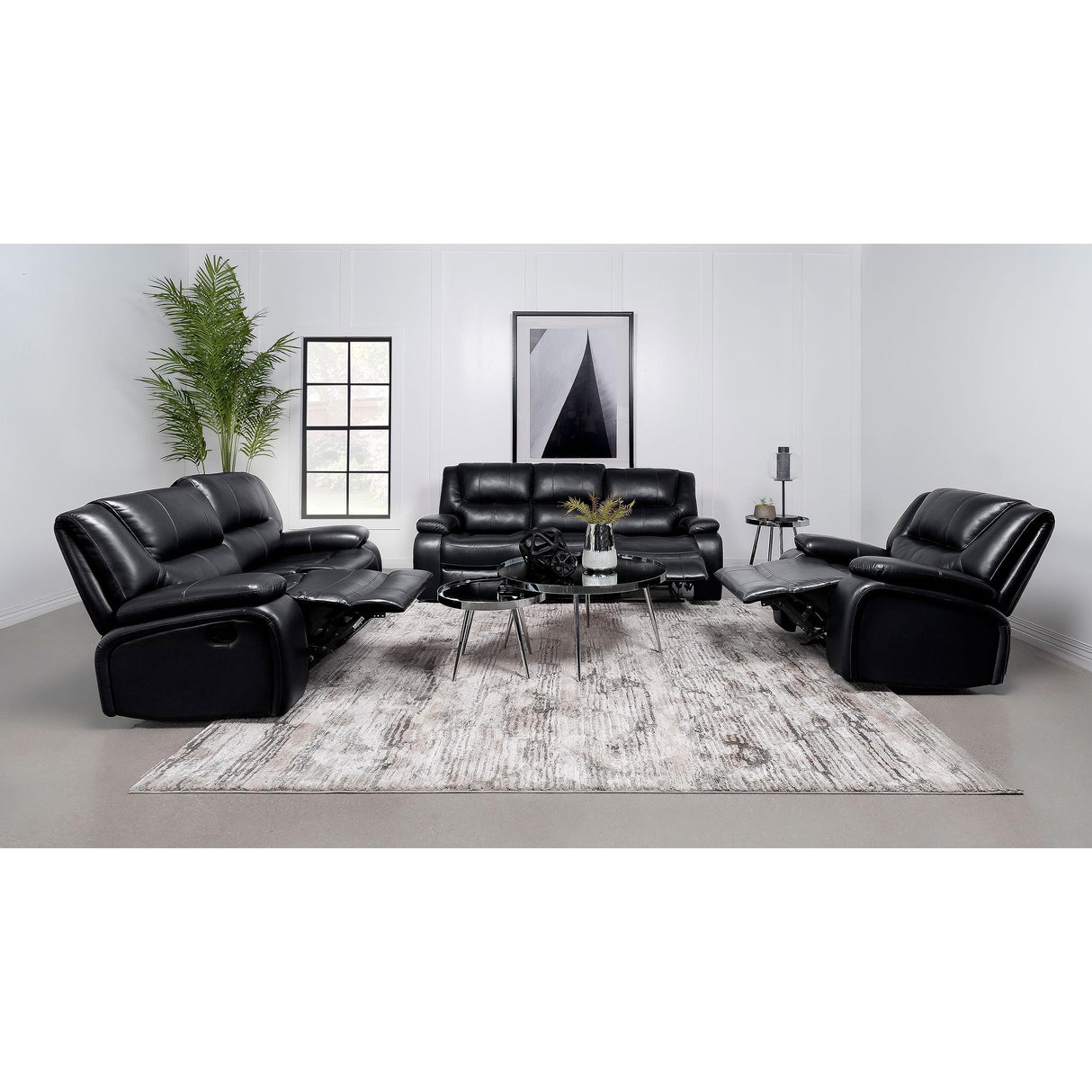 Coaster Furniture Camila 610245 Upholstered Motion Reclining Loveseat - Black IMAGE 9