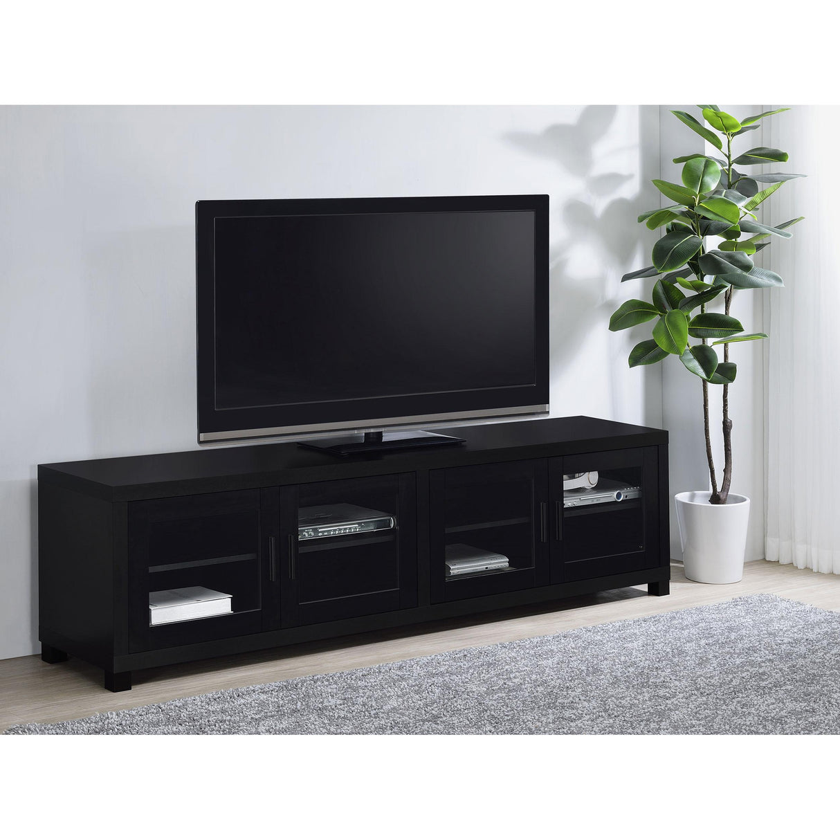Coaster Furniture Jupiter 736303 4-door Engineered Wood 79-inch TV Stand - Black IMAGE 2