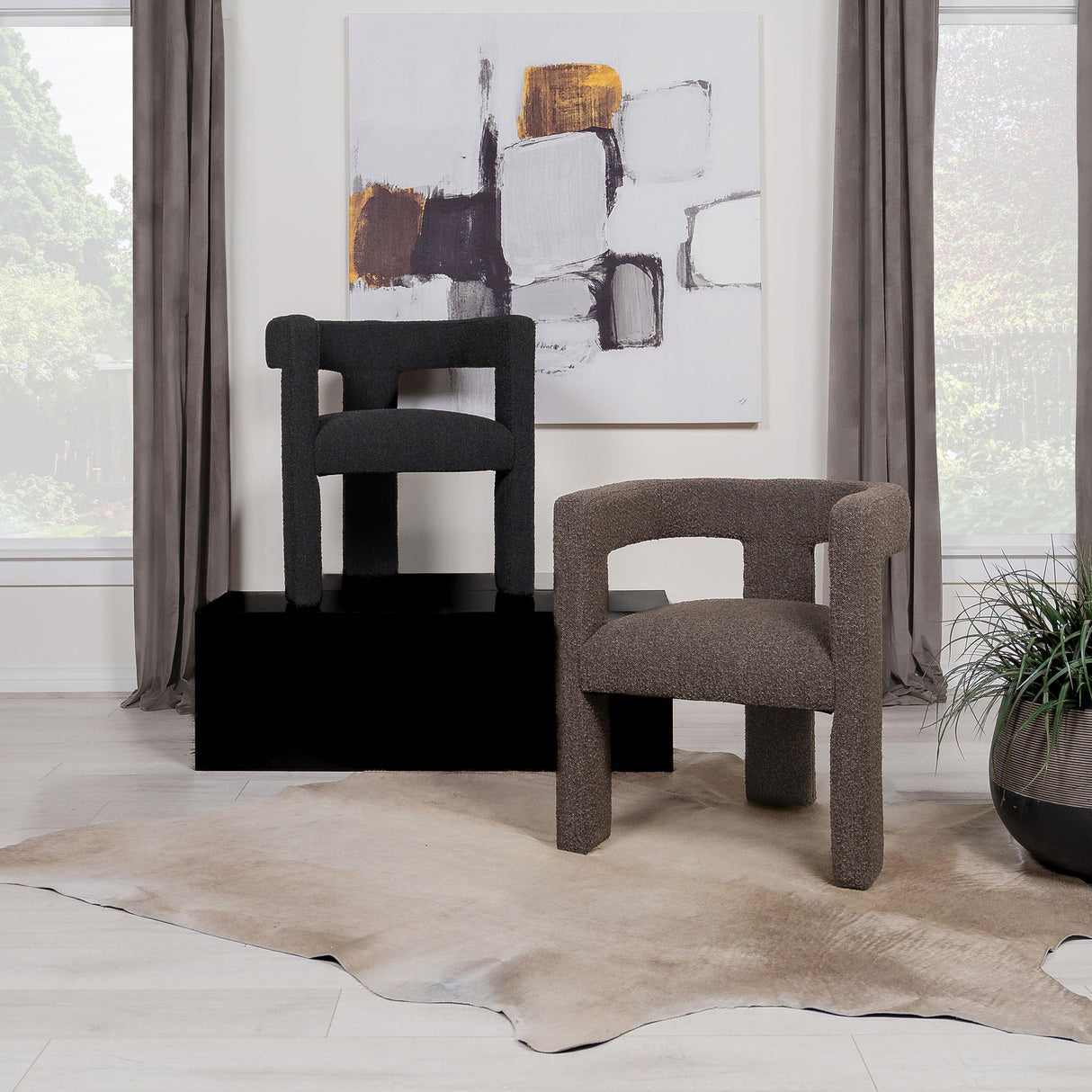 Coaster Furniture Petra 902880 Boucle Upholstered Accent Side Chair - Chocolate Brown IMAGE 10