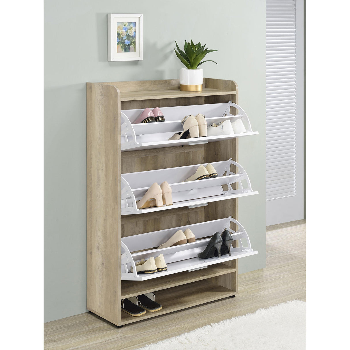 Coaster Furniture Denia 950403 3-tier Engineered Wood Shoe Cabinet - White IMAGE 3