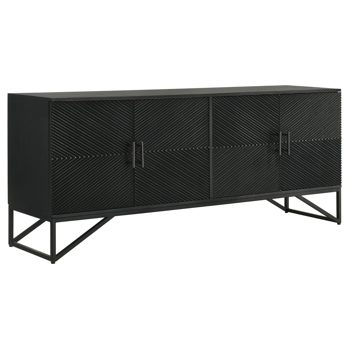 Coaster Furniture Riddell 959631 4-door Wood Reeding Accent Cabinet - Matte Black IMAGE 1