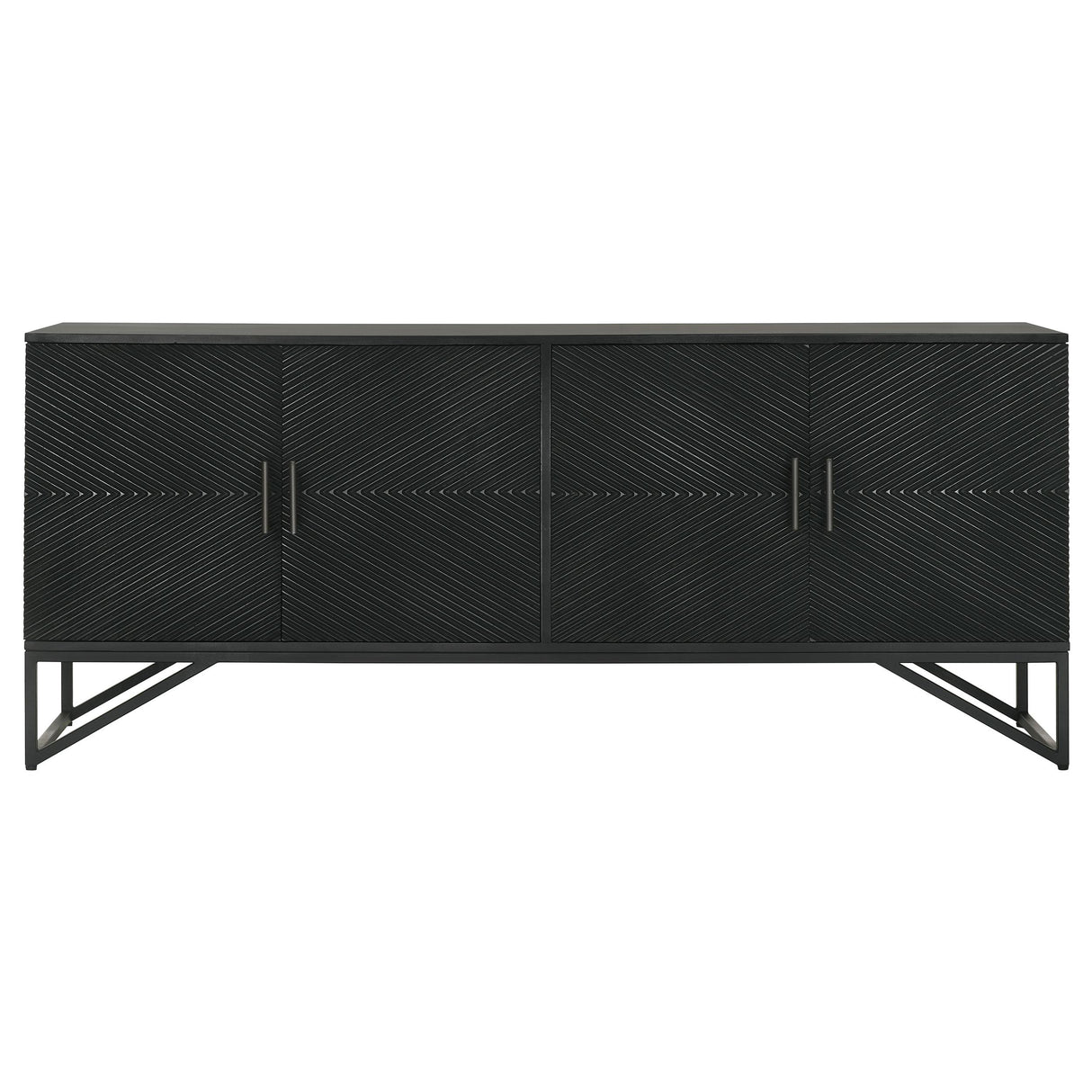 Coaster Furniture Riddell 959631 4-door Wood Reeding Accent Cabinet - Matte Black IMAGE 4