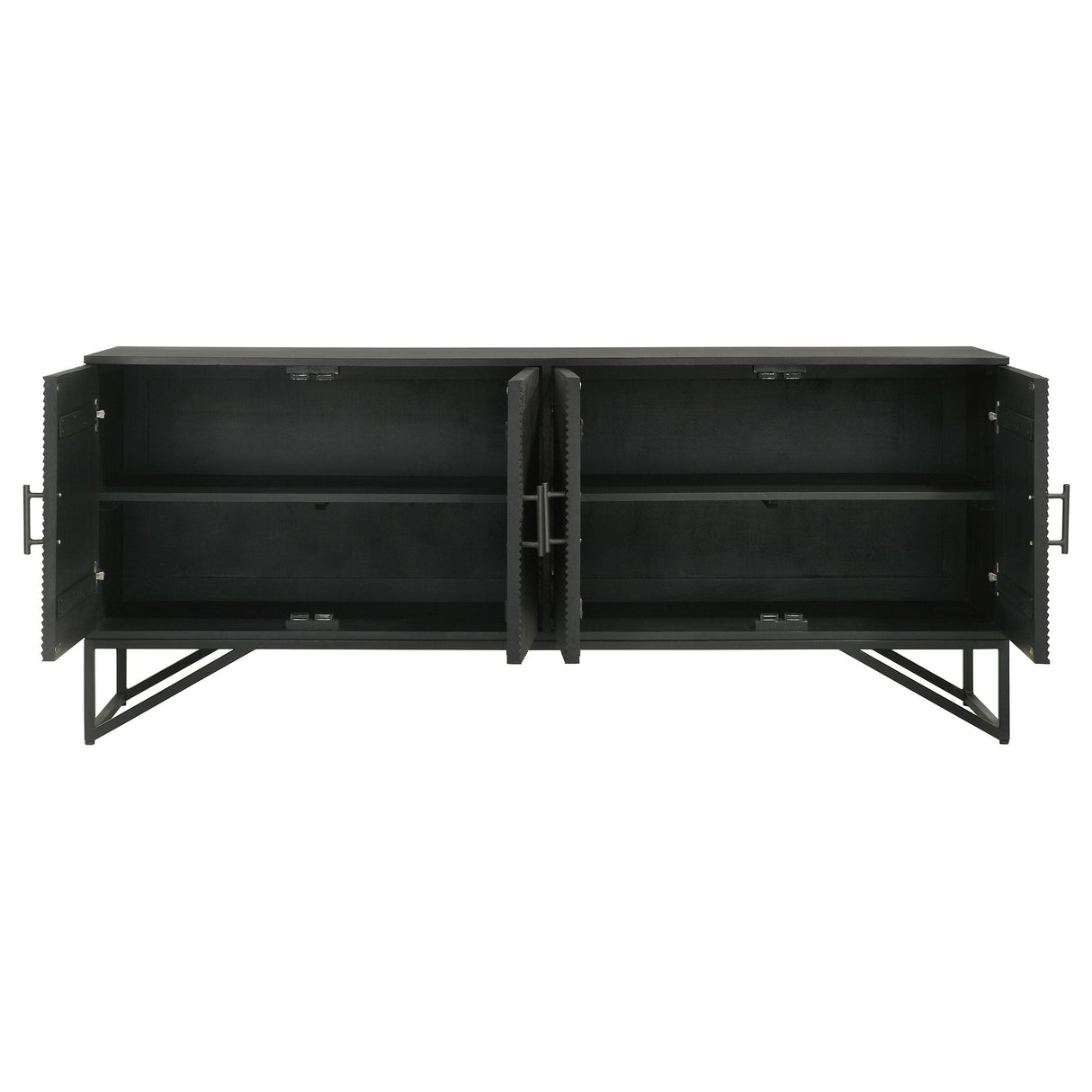 Coaster Furniture Riddell 959631 4-door Wood Reeding Accent Cabinet - Matte Black IMAGE 5