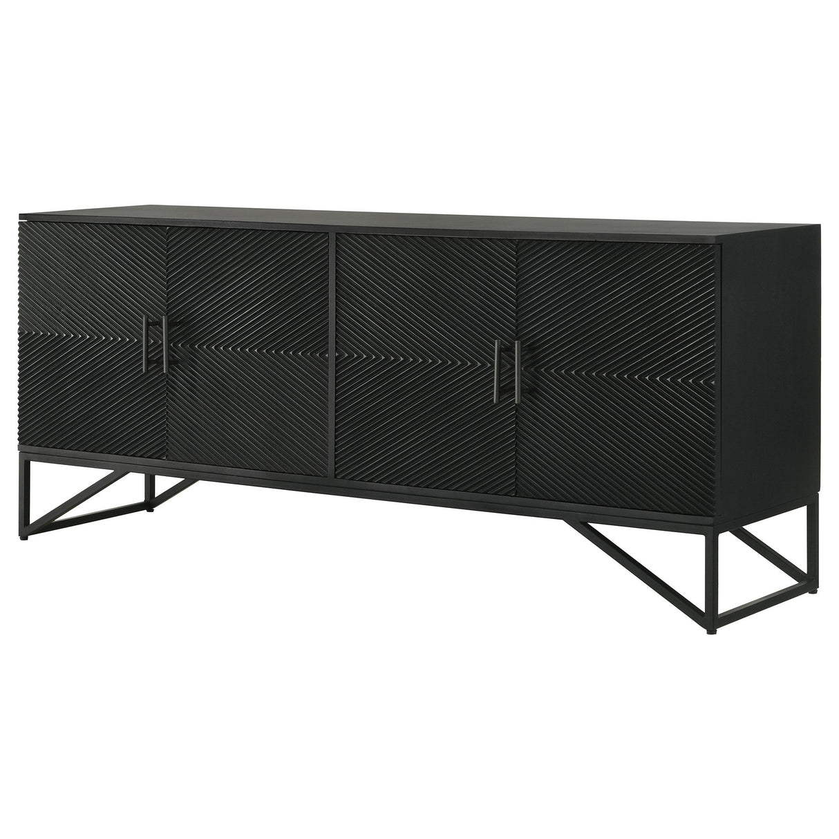 Coaster Furniture Riddell 959631 4-door Wood Reeding Accent Cabinet - Matte Black IMAGE 6