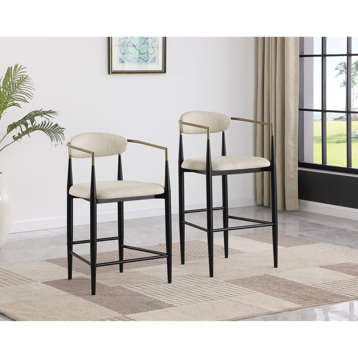 Coaster Furniture Tina 121184 Fabric Upholstered Counter Chair - Beige IMAGE 9