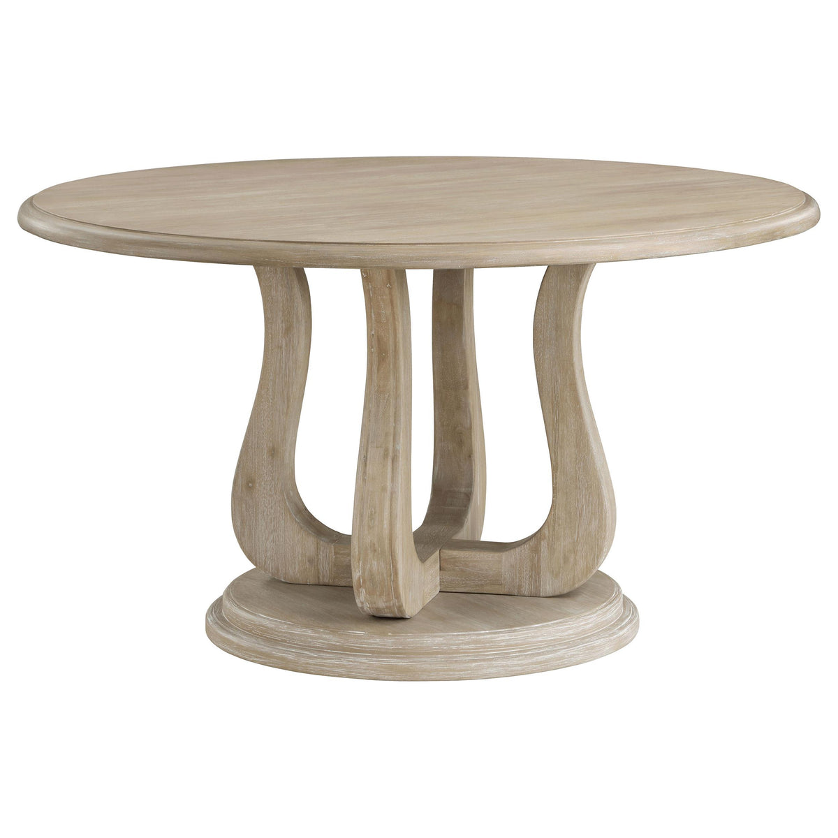 Coaster Furniture Trofello 123120 Round 60-inch Pedestal Dining Table - White Washed IMAGE 1