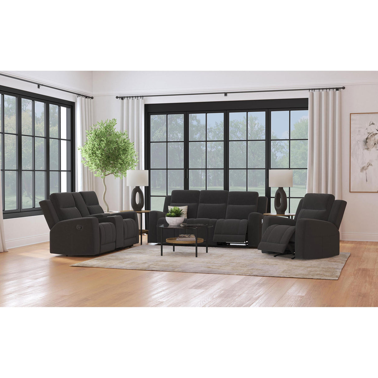 Coaster Furniture Brentwood 610285 Upholstered Reclining Loveseat - Dark Charcoal IMAGE 10