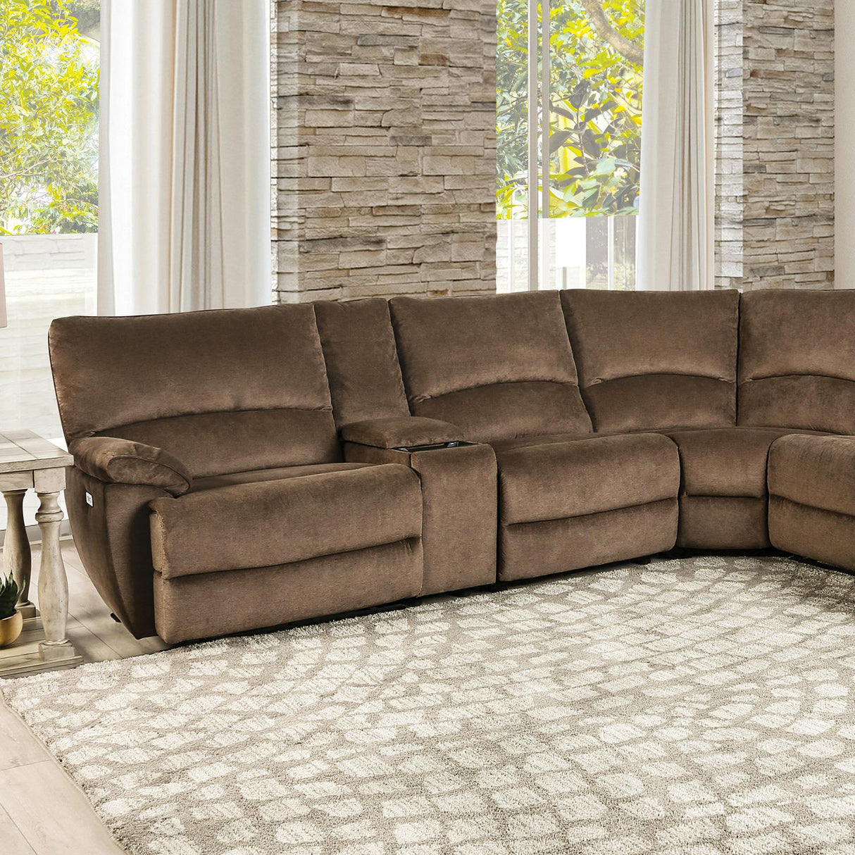 Furniture of America Cerelia CM9909BR-SECT-PM Power Sectional IMAGE 1