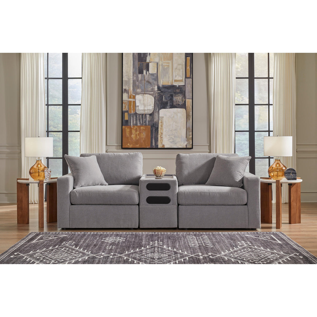 Signature Design by Ashley Modmax 92104S13 3 pc Sectional Loveseat with Audio System IMAGE 2