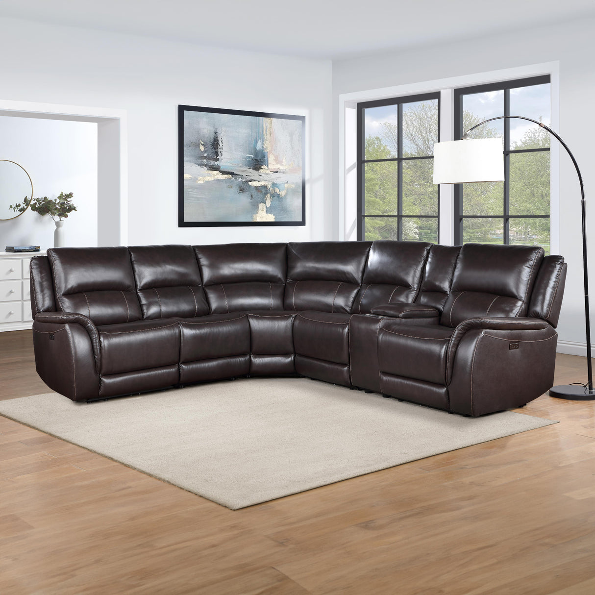 Steve Silver Furniture Alexandria ALX70629G Leather 6 pc Power Sectional IMAGE 3