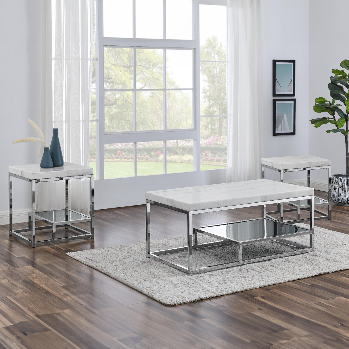 Steve Silver Furniture Aston AS200-2E-3PC-W 3pcs Occasional Set (1C+2E) IMAGE 3