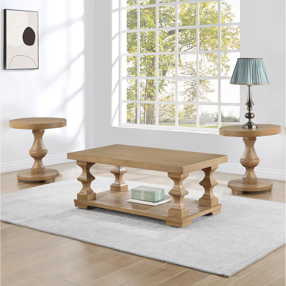 Steve Silver Furniture Dory DY200T-2ER-3PC 3-Piece Round End Table Set, Sand IMAGE 3
