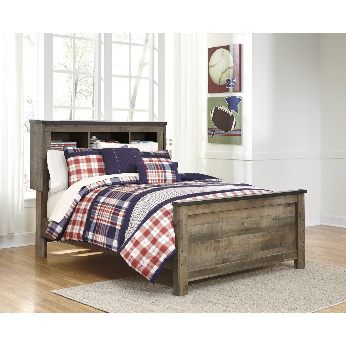 Signature Design by Ashley Trinell B446B87 Full Bookcase Panel Bed IMAGE 2