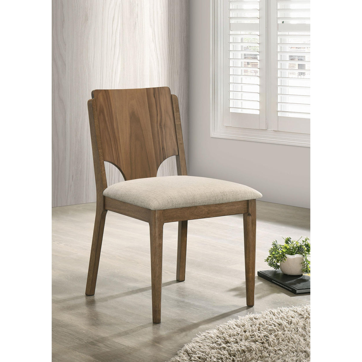 Coaster Furniture Crestmore 108572 Dining Chair - Upholstered Seat Walnut IMAGE 3
