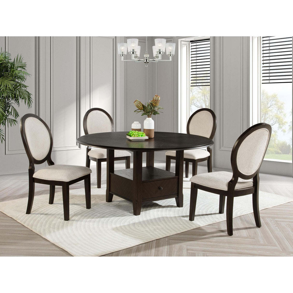 Coaster Furniture Twyla 115100 60-inch Round Dining Table with Drawer - Dark Cocoa IMAGE 6
