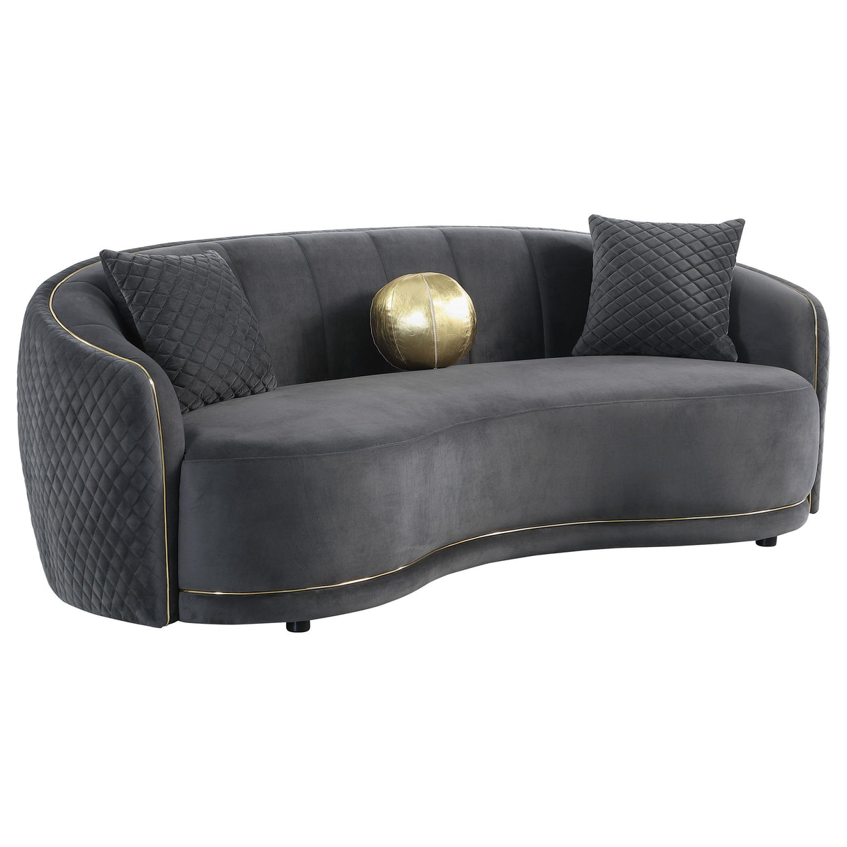Coaster Furniture Brookside 504844 Velvet Upholstered Curved Sofa - Dark Grey IMAGE 1